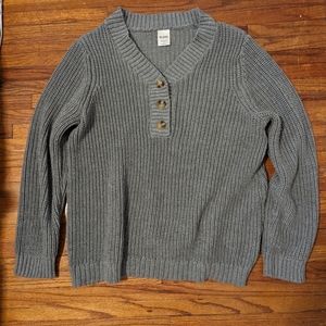 Grey Oversized Henley Sweater